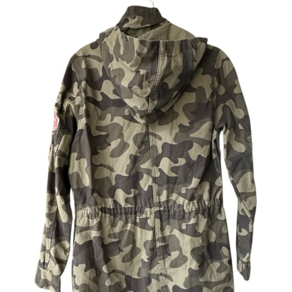 Blue Rain Camouflage Utility Cargo Jacket Pink Floral Embroidery Accent Size Med - Picture 7 of 16